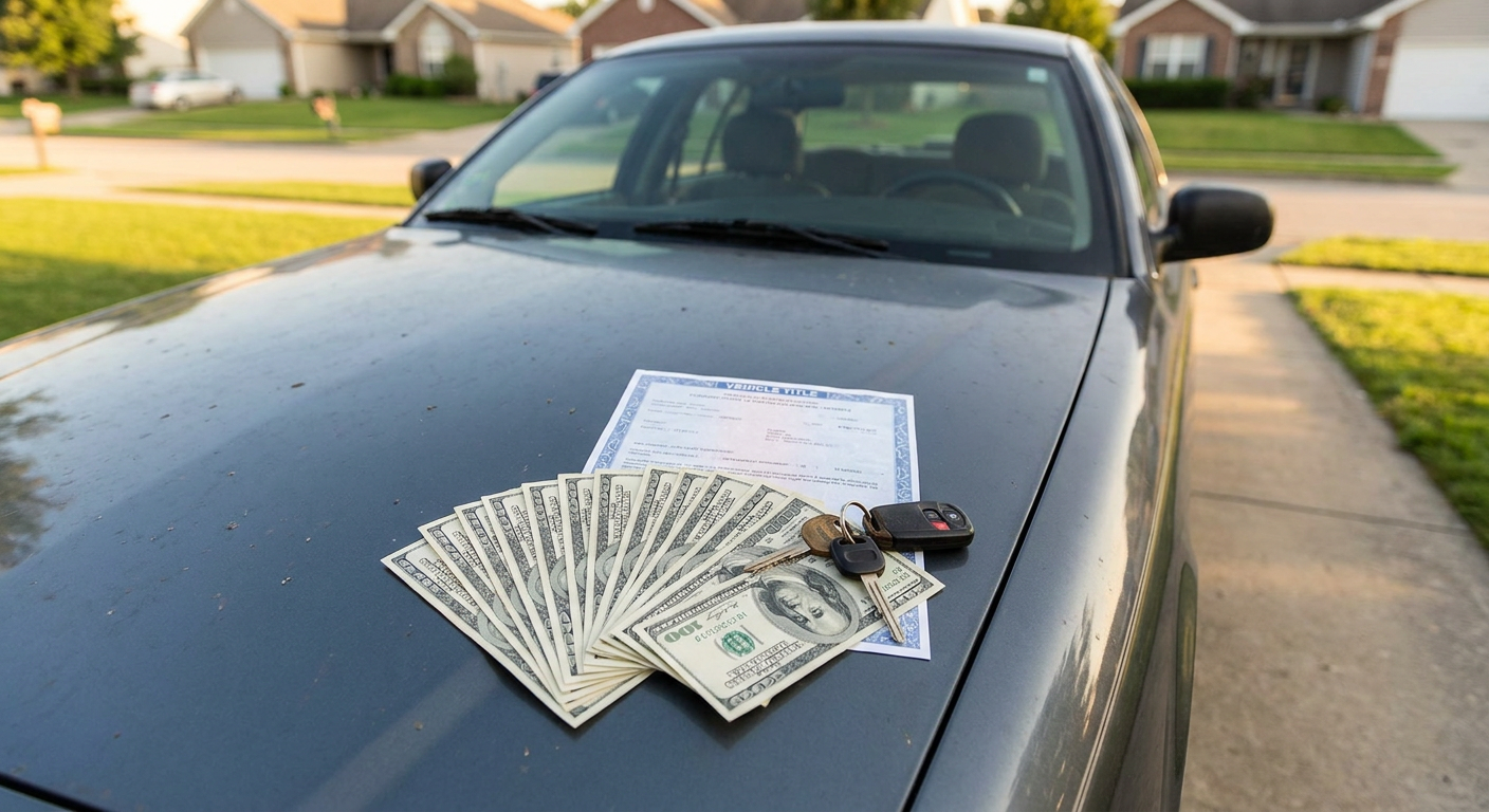 Cash payment being made for a junk car purchase in Gwinnett County Georgia