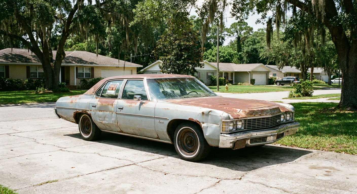 Old damaged car we buy for cash in Duluth, Georgia